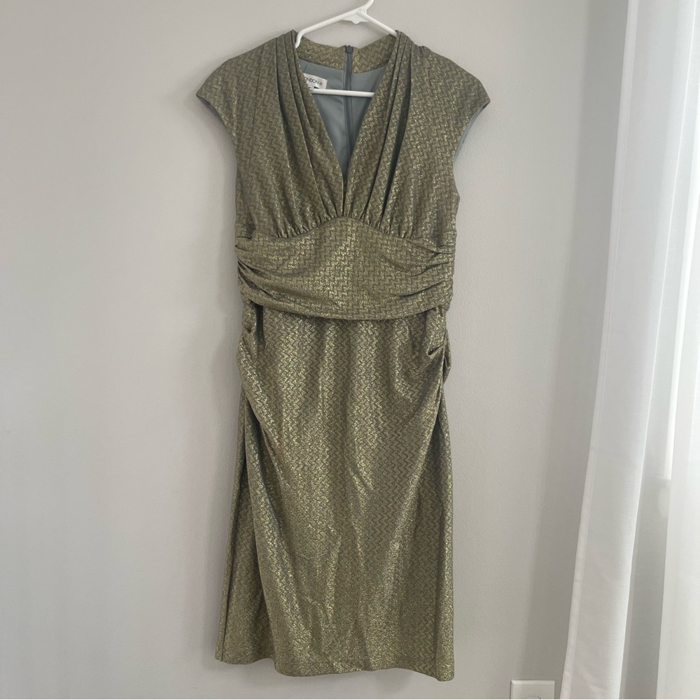 Maggy London Gold Wiggle Dress. Pinup, Retro! Size 10